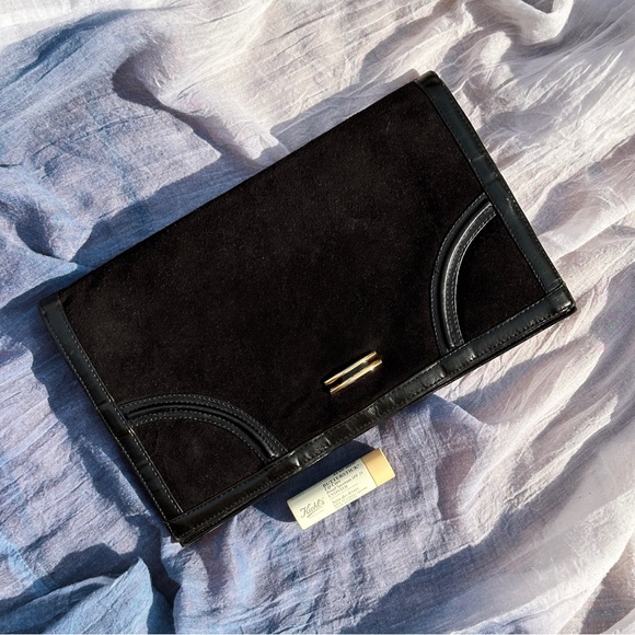 Vintage Black Suede Clutch - Picture 5 of 5